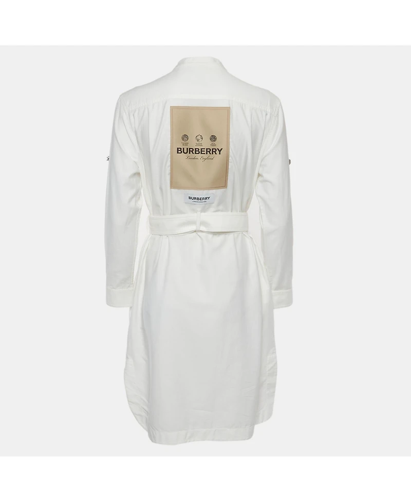 Pre-Owned Burberry Women's Collared Long-Sleeve Belted Shirt Dress