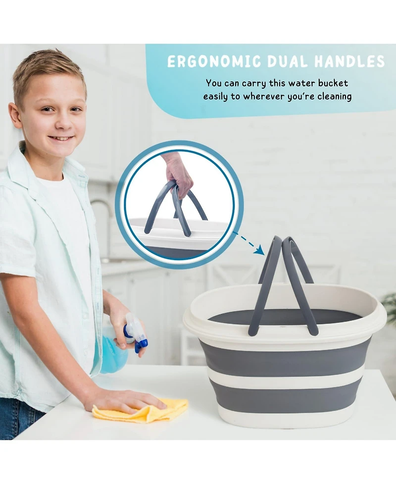 Piscifun 10L Collapsible Plastic Bucket with Dual Handles for Camping Car Washing Cleaning