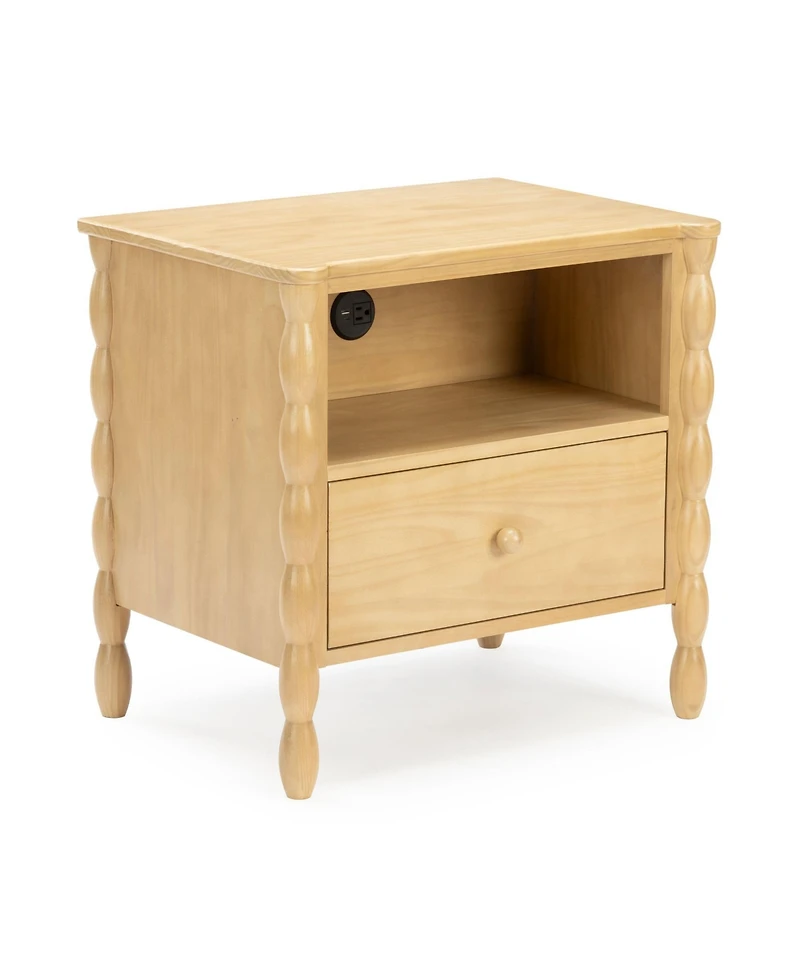 Plank+Beam Jenny Lind Cubby Nightstand with 1 Drawer and Electrical Outlet, Blonde