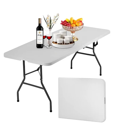 Aofar 6feet Folding Table Heavy Duty Plastic Portable Camping Dining Party Utility