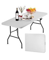 Aofar 6feet Folding Table Heavy Duty Plastic Portable Camping Dining Party Utility