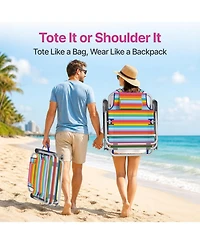 Aofar 2 Pack Low Beach Chair Reclining Folding Camping Lay Flat