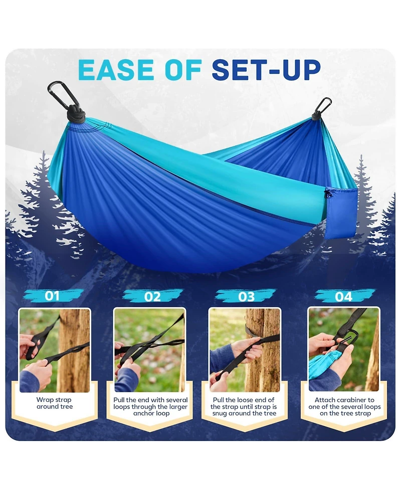 Aofar Camping Hammock Portable Parachute Tree Straps Travel Swing Nylon Outdoor Hiking