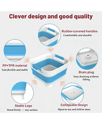 Piscifun Collapsible Wash Basin With Removable Drain Plug Multiuse Foldable Bucket For Camping Rv Kitchen
