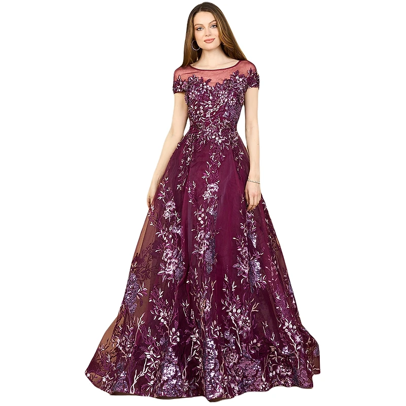Lara Women's Beautiful Lace Applique A-Line Ball Gown