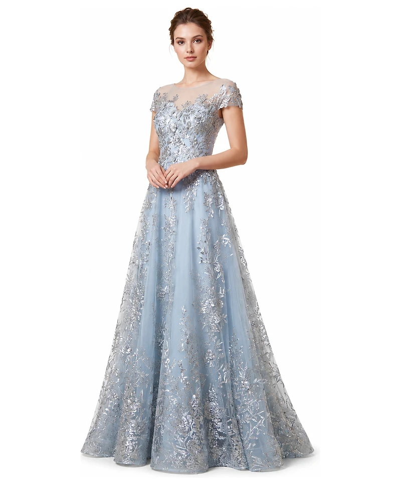 Lara Women's Beautiful Lace Applique A-Line Ball Gown
