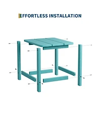 homfan Weather Resistant Hdpe Adirondack Square Side Table – Easy Assembly, Maintenance-Free for Patio Garden Balcony Porch Pool Beach