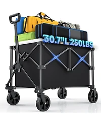 Gnuadz Collapsible Wagon With Wheels Foldable Dog Cart Utility Shopping Cart camping