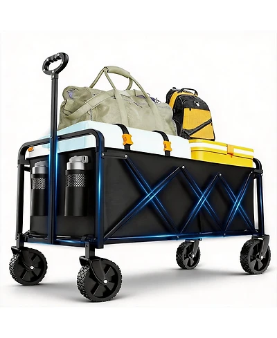 Gnuadz Collapsible Wagon Wheels Foldable Cart Steel Frame Portable Utility Sports Garden Camping