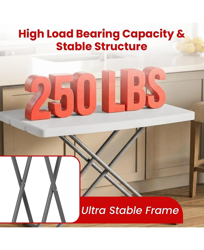 Aofar 30" Folding Table Adjustable Height Waterproof Portable