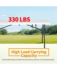 Aofar 6 Feet Folding Table Portable Half Plastic Party Bbq Camping