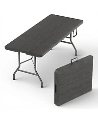 Aofar 6 Feet Foldable Table Steel Handle Portable Party Events Picnic Camping Utility