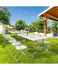 Aofar 6Feet Folding Table Portable Plastic Long Tables Party Camping Outdoor