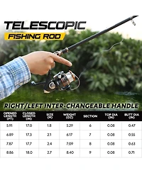 Aofar 6.89 feet Fishing Rod Reel Carbon Fiber Telescopic Pole Kit Ambidextrous