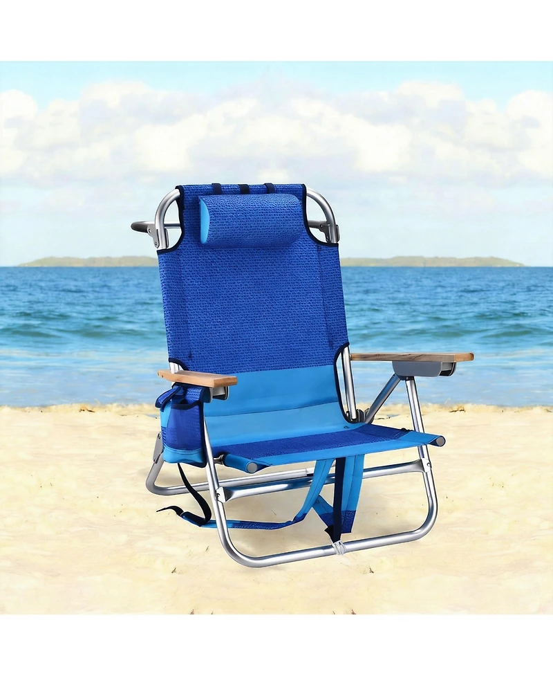 Aofar 10 inch Backpack Beach Chair Low Reclining Aluminum Folding Camping outdoor