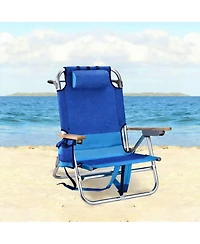 Aofar 10 inch Backpack Beach Chair Low Reclining Aluminum Folding Camping outdoor