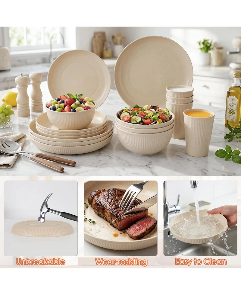 Piscifun 48 Piece Unbreakable Dinnerware Set For 4 People Camping Picnic Travel Home Cutlery Set
