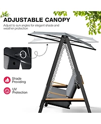 Pamapic 3 Person Porch Swing with Thick Cushions, Adaptive Pillow and Adjustable Canopy