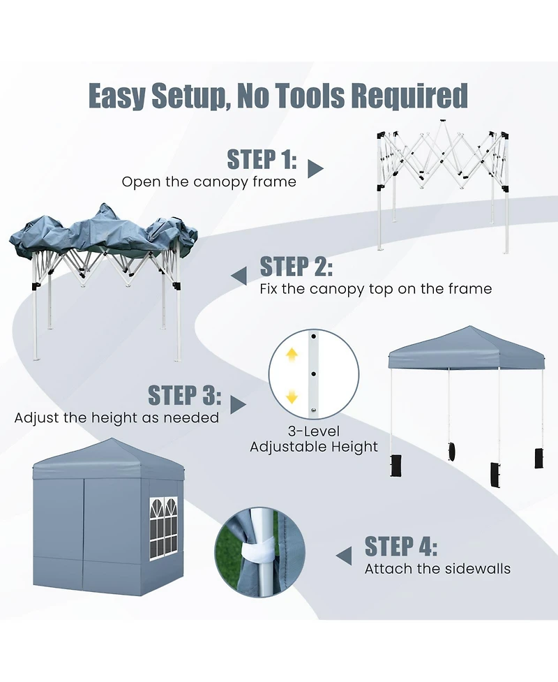 Sugift 6.5x6.5 feet Pop Up Canopy Tent with 4 Sidewalls UPF50+ and Wheeled Bag