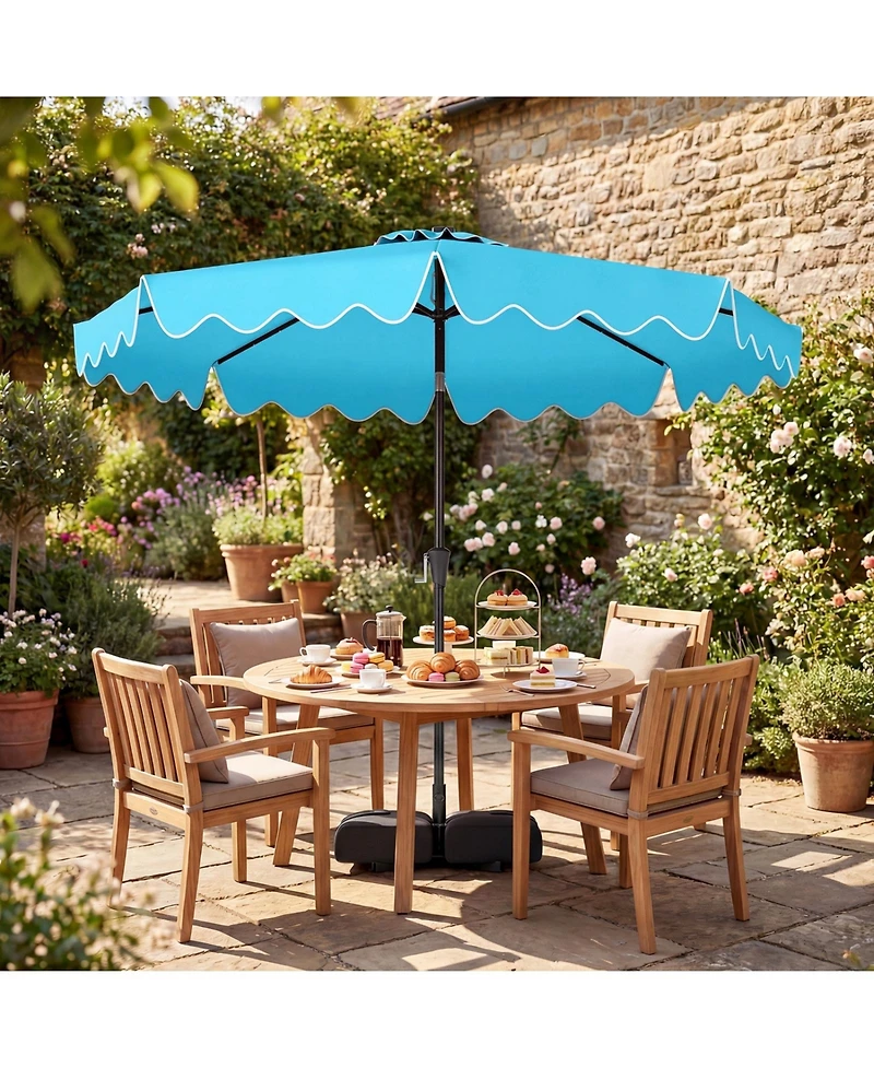 Sugift 10 Feet Solar Led Patio Umbrella with 32 Lights and Weighted Sandbag Base
