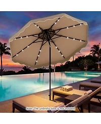 Sugift 10 Feet Solar Led Patio Umbrella for Deck and Pool with 24 Lights and Push Tilt