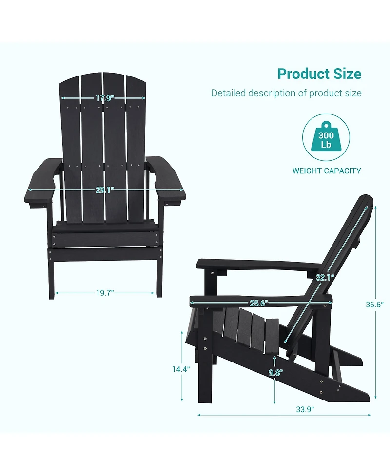 Sonkuki Adirondack Chair Patio with Big Armrests Fire Pit Weather Resistant, Easy Installation Outdoor for Patio, Lawn and Backyard