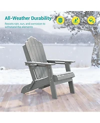 Sonkuki Folding Adirondack Chair with Retractable Cup Holder, Hdpe Fire Pit Patio Seating, Heavy Duty Outdoor Lawn Furniture