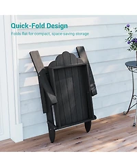 Sonkuki Folding Adirondack Chair with Retractable Cup Holder, Hdpe Fire Pit Patio Seating, Heavy Duty Outdoor Lawn Furniture, 350 lbs Capacity