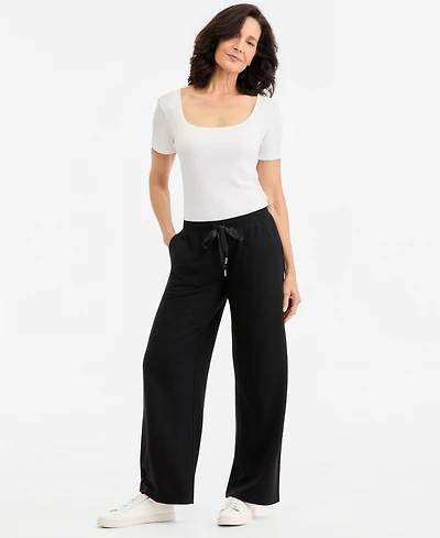 Style & Co Petite LuxLounge Wide-Leg Drawstring Sweatpants, Macy's Exclusive