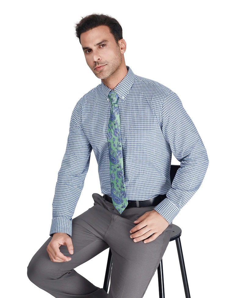 Club Room Men's Regular-Fit Stretch Plaid Dress Shirt