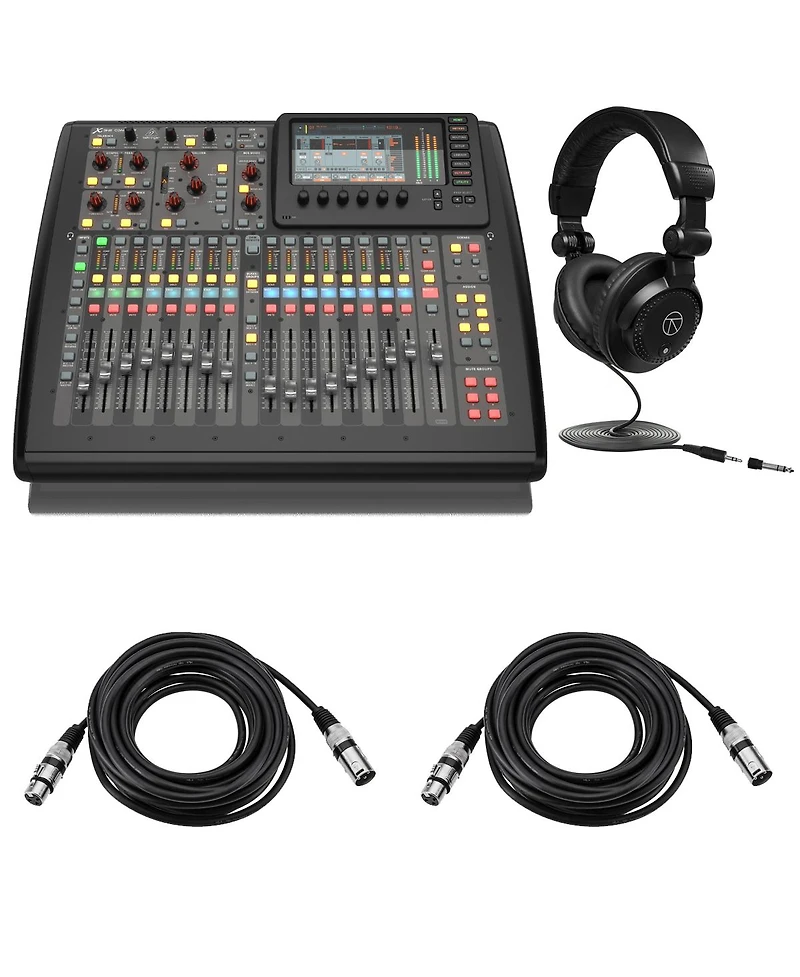 Behringer X32 Compact 40-Input 25-Bus Digital Mixing Console, Bundle with TAPH100 Headphones and 2x 25' Xlr Mic Cable