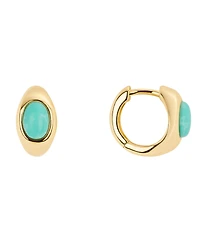 Macy's Gold-Plated 13mm Howlite Turquoise, Simulated Moonstone Huggie Hoop Earrings