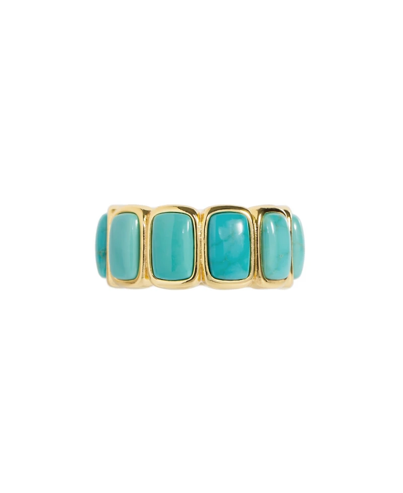 Macy's Gold-Plated Howlite Turquoise Rectangle Bezel Ring