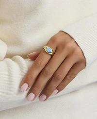 Macy's Gold-Plated Howlite Turquoise Simulated Moonstone Oval Dome Ring