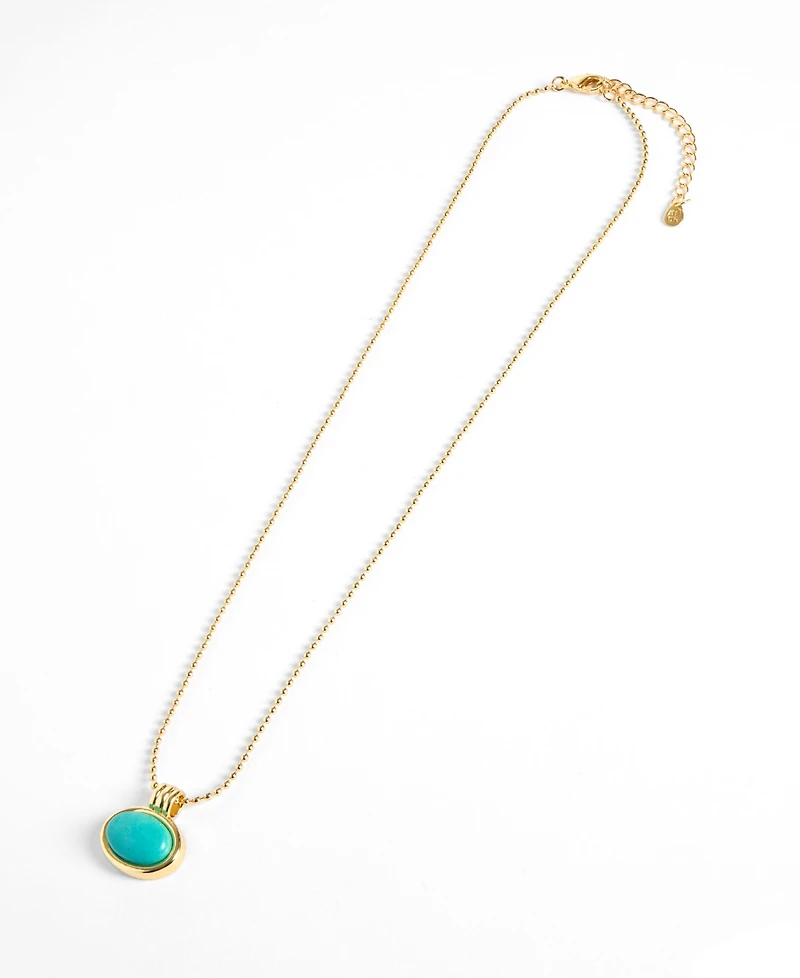 Macy's Gold-Plated Howlite Turquoise Oval Beaded Necklace