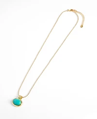 Macy's Gold-Plated Howlite Turquoise Oval Beaded Necklace