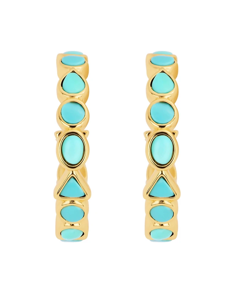 Macy's Gold-Plated Howlite Turquoise Geometric Hoop Earrings
