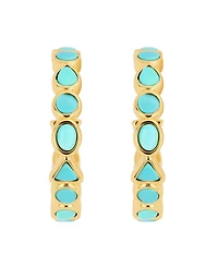 Macy's Gold-Plated Howlite Turquoise Geometric Hoop Earrings