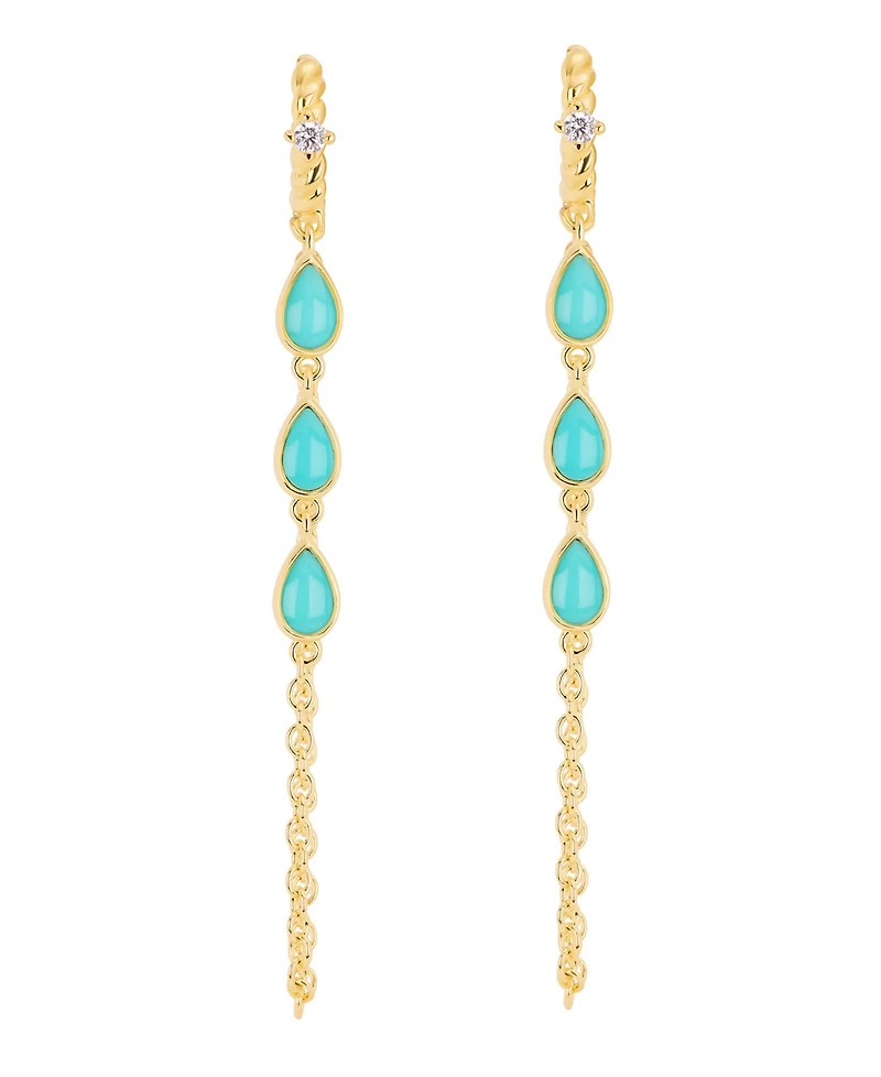 Macy's Gold-Plated Howlite Turquoise Teardrop Chain Drop Twist Hoop Earrings