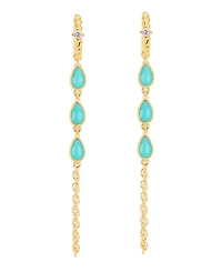 Macy's Gold-Plated Howlite Turquoise Teardrop Chain Drop Twist Hoop Earrings