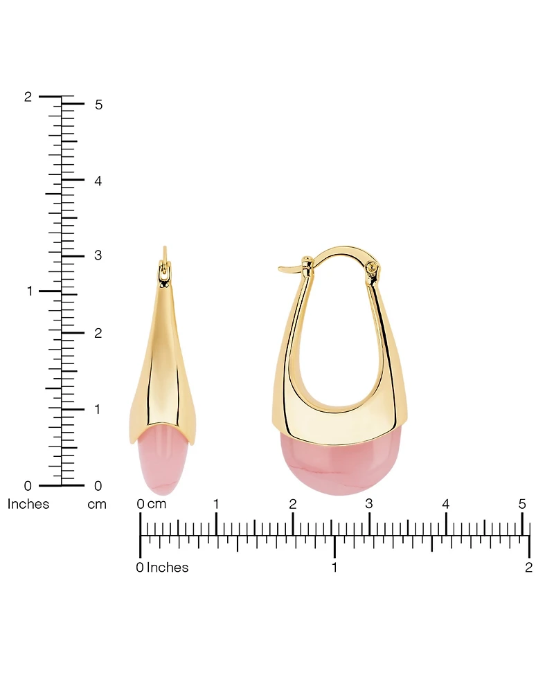 Macy's Gold-Plated Rose Quartz Lapis Elongated Clicktop Hoop Earrings