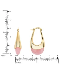 Macy's Gold-Plated Rose Quartz Lapis Elongated Clicktop Hoop Earrings