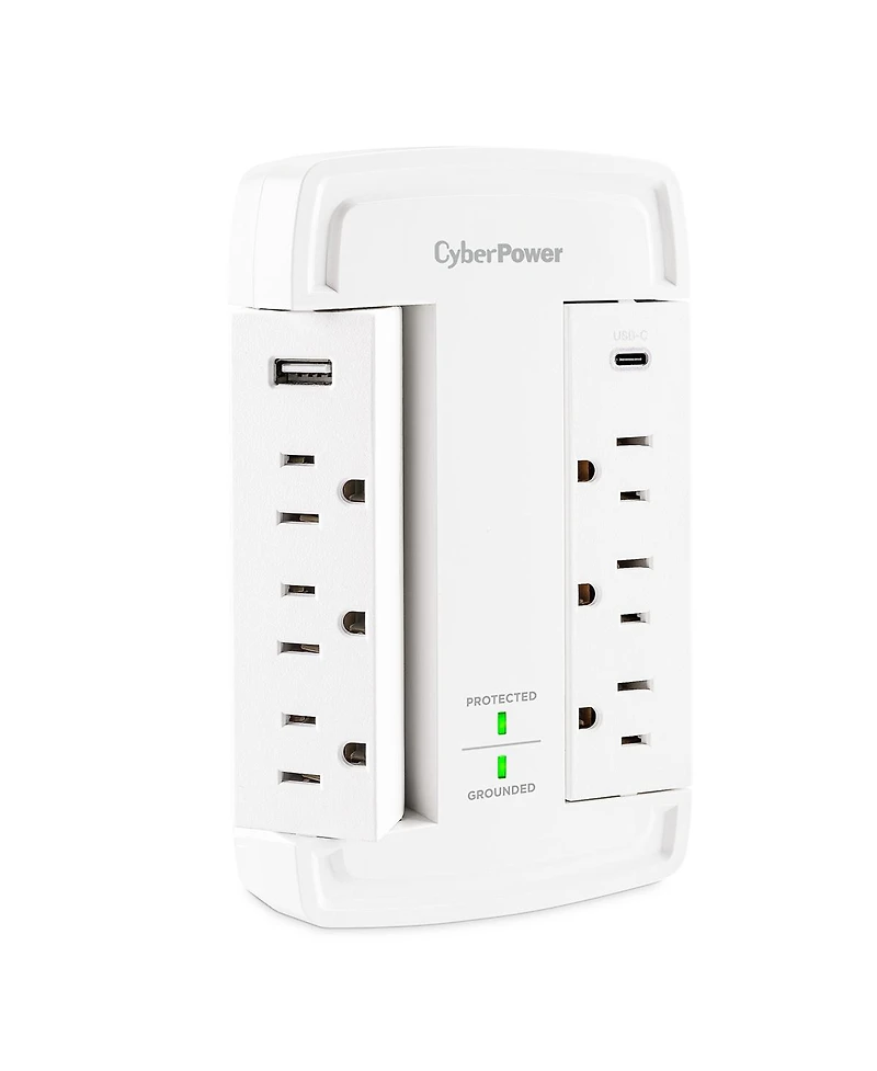 CyberPower 2400 Joule 6 Ac Outlet Wall-Tap Surge Protector for Usb Devices
