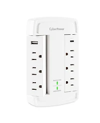 CyberPower 2400 Joule 6 Ac Outlet Wall-Tap Surge Protector for Usb Devices