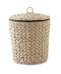 Casafield Hyacinth Trash Can with Lid and Liner - Natural, Woven Waste Basket for Garbage in the Bathroom, Bedroom, Laundry Room, Home Office