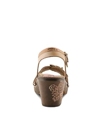 L'Artiste Women's Spring Step Upperbuck Ankle Strap with Hand-Painted Design
