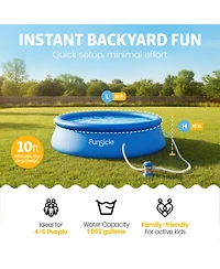 Funsicle 10' x 30" QuickSet Inflatable Ring Top Outdoor Above Ground Pool w/Pump