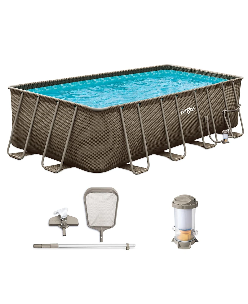 Funsicle 18 Feet Oasis Designer Lap Above Ground Pool with Pump, Triple Basketweave