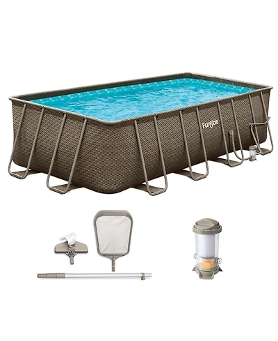 Funsicle 18 Feet Oasis Designer Lap Above Ground Pool with Pump, Triple Basketweave