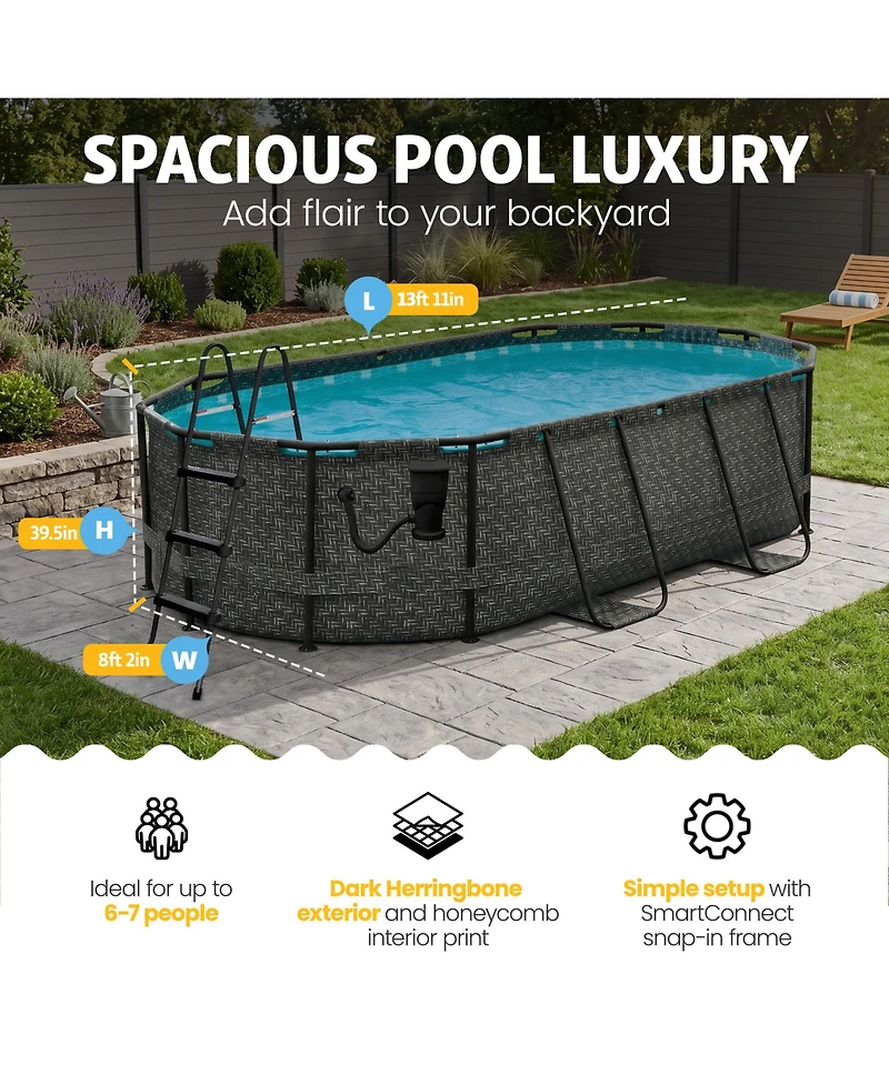 Funsicle 13'11" Oasis Designer Oval Above Ground Pool w/ Pump